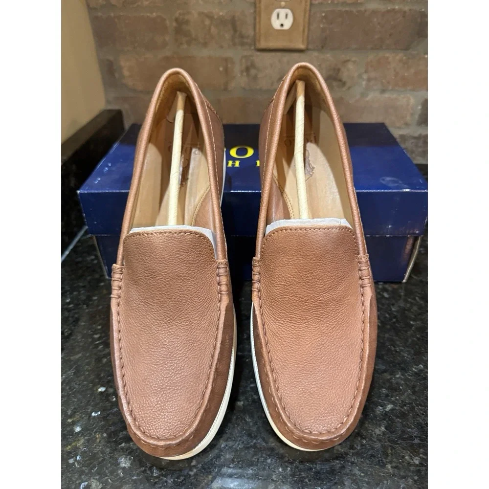 Polo Ralph Lauren Merton Loafer Slip On Round Toe Venetian Tan Size 10.5 Leather
